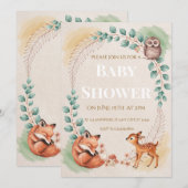 Woodland Creatures Baby Shower Uitnodiging (Voorkant / Achterkant)