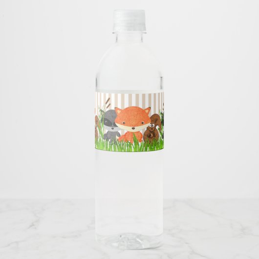 Woodland Creatures Baby shower waterflesetiketten Waterfles Etiket (Voorkant)
