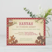 Woodland Creatures Birthday Party Kaart (Staand voorkant)