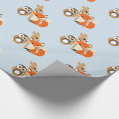 Woodland Creatures Blue Baby shower Gift Wrap Cadeaupapier (Hoek)