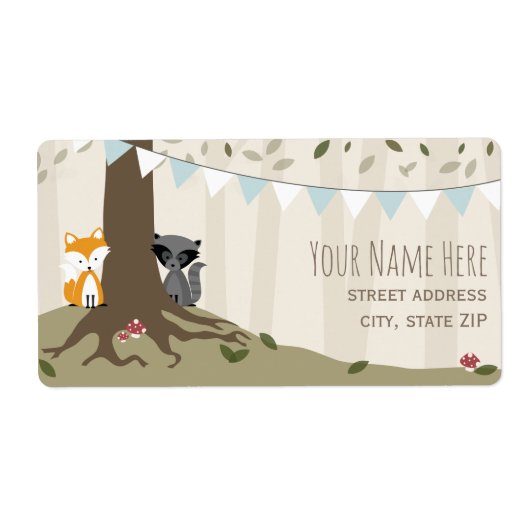 Woodland Creatures Boy Baby shower Label (Voorkant)