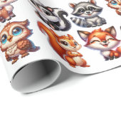 Woodland Creatures Boy's Baby shower Cadeaupapier (Rol Hoek)