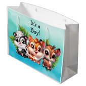 Woodland Creatures Boy's Baby shower Groot Cadeauzakje (Achterkant Gekanteld)
