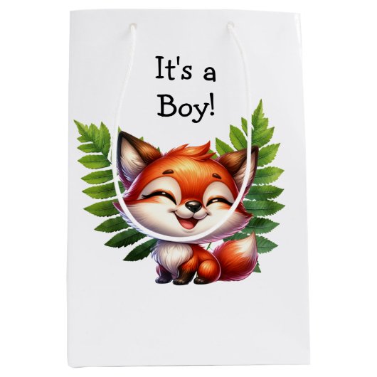 Woodland Creatures Boy's Baby shower Medium Cadeauzakje (Voorkant)