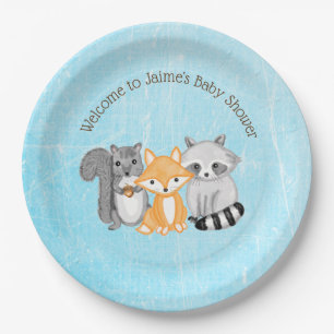 Woodland Creatures Boy's Baby shower Papieren Bordje