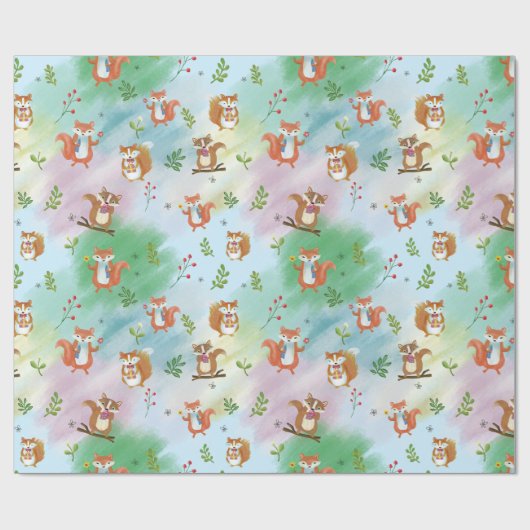 Woodland Creatures Christmas Cadeaupapier (Vlak)