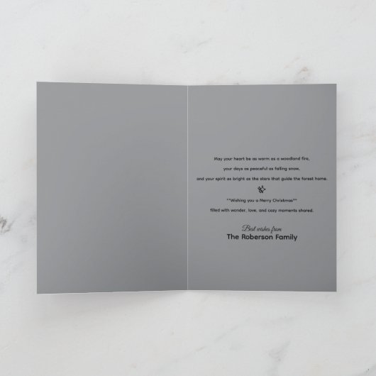 Woodland Creatures Cozy Christmas Custom Name Kaart (Binnen)