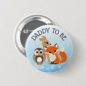 Woodland Creatures Dad wordt Baby shower Button (Voorkant /achterkant)