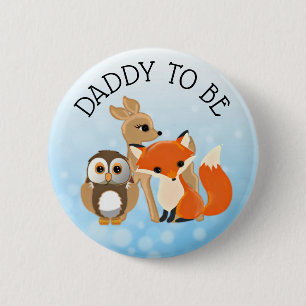 Woodland Creatures Dad wordt Baby shower Button