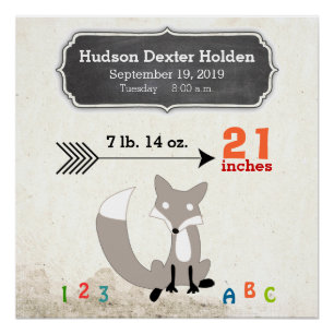 Woodland Creatures Fox Baby Stats Keepomwille Perfect Poster