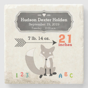 Woodland Creatures Fox Baby Stats Keepomwille Stenen Onderzetter