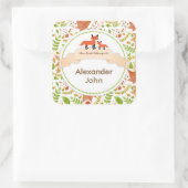 Woodland Creatures Fox Book borden / herfstbladere Vierkante Sticker (Tas)