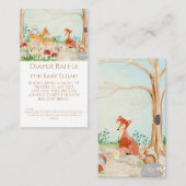 Woodland Creatures Fox Deer Diaper Raffle Rustic Visitekaartje (Voorkant / Achterkant)
