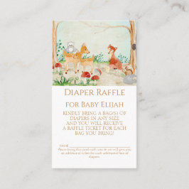 Woodland Creatures Fox Deer Diaper Raffle Rustic Visitekaartje