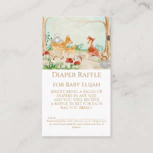 Woodland Creatures Fox Deer Diaper Raffle Rustic Visitekaartje