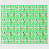 Woodland Creatures Fox en Snowflakes Kerstmis Cadeaupapier (Vlak)