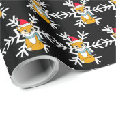 Woodland Creatures Fox en Snowflakes Kerstmis Cadeaupapier (Rol Hoek)