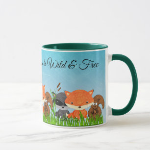 Woodland Creatures Fox Raccoon Squirrel Coffee Mok