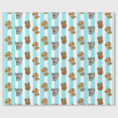 Woodland Creatures Fox, Squirrel and Owl Blue Cadeaupapier (Vlak)