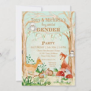 Woodland Creatures Gender Reveal Deer Fox Owl Kaart