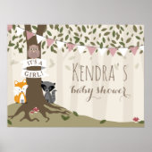 Woodland Creatures Girl Baby shower Poster (Voorkant)
