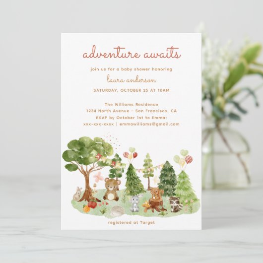 Woodland Creatures Herfst Adventure Baby shower Kaart (Staand voorkant)