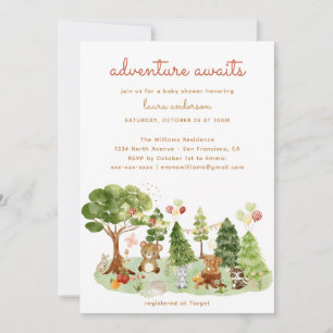 Woodland Creatures Herfst Adventure Baby shower Kaart