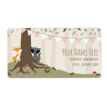 Woodland Creatures Meisje Baby shower Label