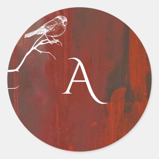 Woodland Creatures Monogram Bird Ronde Sticker (Voorkant)