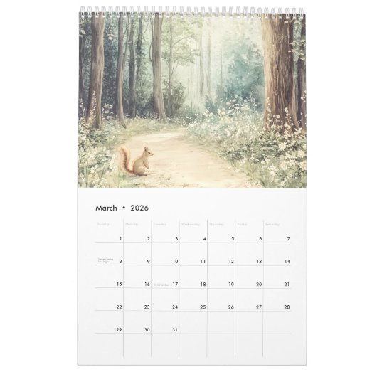 Woodland Creatures: Natuur Kunst Kalender (Mar 2026)
