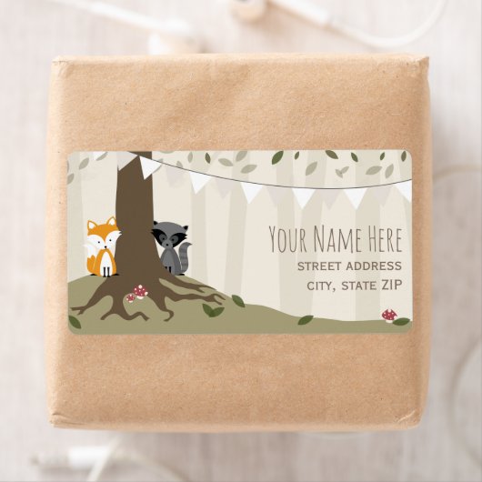 Woodland Creatures Neutral Baby shower Label (Insitu)