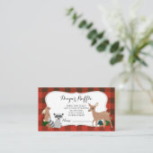 Woodland Creatures Plaid Luier Raffle Ticket Informatiekaartje (Staand voorkant)