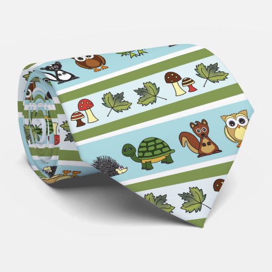 Woodland Creatures Print Stropdas (Opgerold)