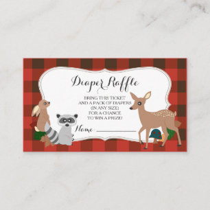 Woodland Creatures Pset Diaper Raffle Ticket Informatiekaartje