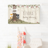 Woodland Creatures roze Baby shower Spandoek (Insitu)