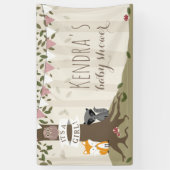 Woodland Creatures roze Baby shower Spandoek (Verticaal)