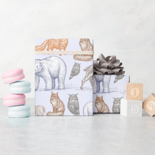 Woodland Creatures rustieke vakantie inpakpapier (Baby Shower)
