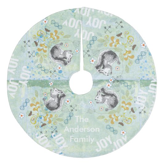 Woodland Creatures Squirrel Kerstmis Fleece Kerstboom Rok (Voorkant)