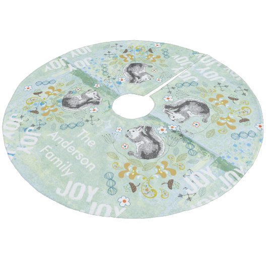 Woodland Creatures Squirrel Kerstmis Fleece Kerstboom Rok (Gekanteld)