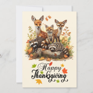 Woodland Creatures Thanksgiving Wenskaart