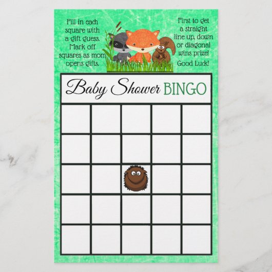 Woodland Creatures themed baby shower games (Voorkant)