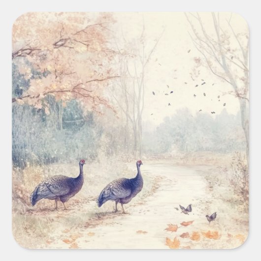 Woodland Creatures Vierkante Sticker (Voorkant)