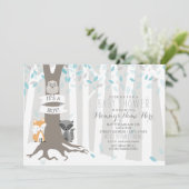 Woodland Creatures Winter Baby shower Kaart (Staand voorkant)