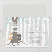 Woodland Creatures Winter Baby shower Kaart (Voorkant / Achterkant)