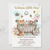 Woodland Crib Welcome Little One Baby Shower Kaart (Voorkant)
