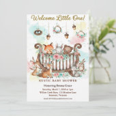 Woodland Crib Welcome Little One Baby Shower Kaart (Staand voorkant)