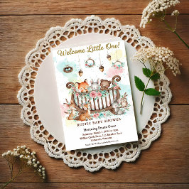 Woodland Crib Welcome Little One Baby Shower Kaart