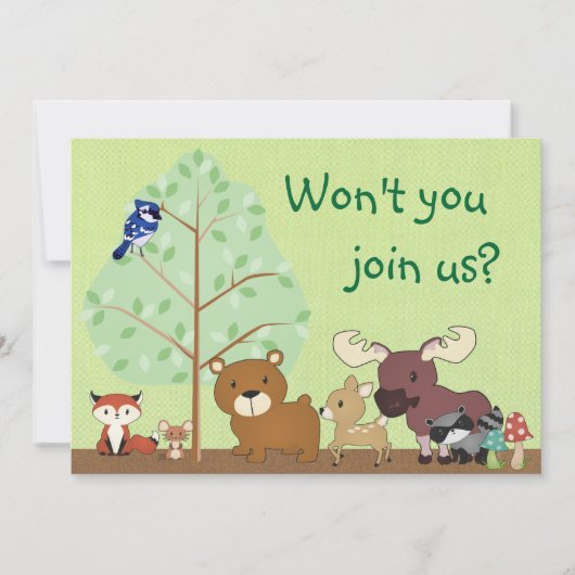 Woodland Critters Baby shower Invitation Kaart (Voorkant)