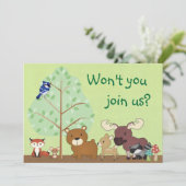 Woodland Critters Baby shower Invitation Kaart (Staand voorkant)