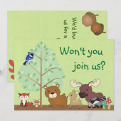 Woodland Critters Baby shower Invitation Kaart (Voorkant / Achterkant)